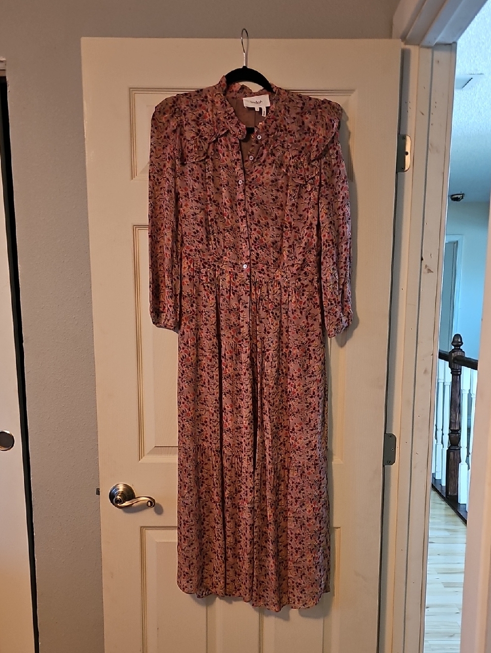 ba&sh Pink Floral Midi Button-Up Dress